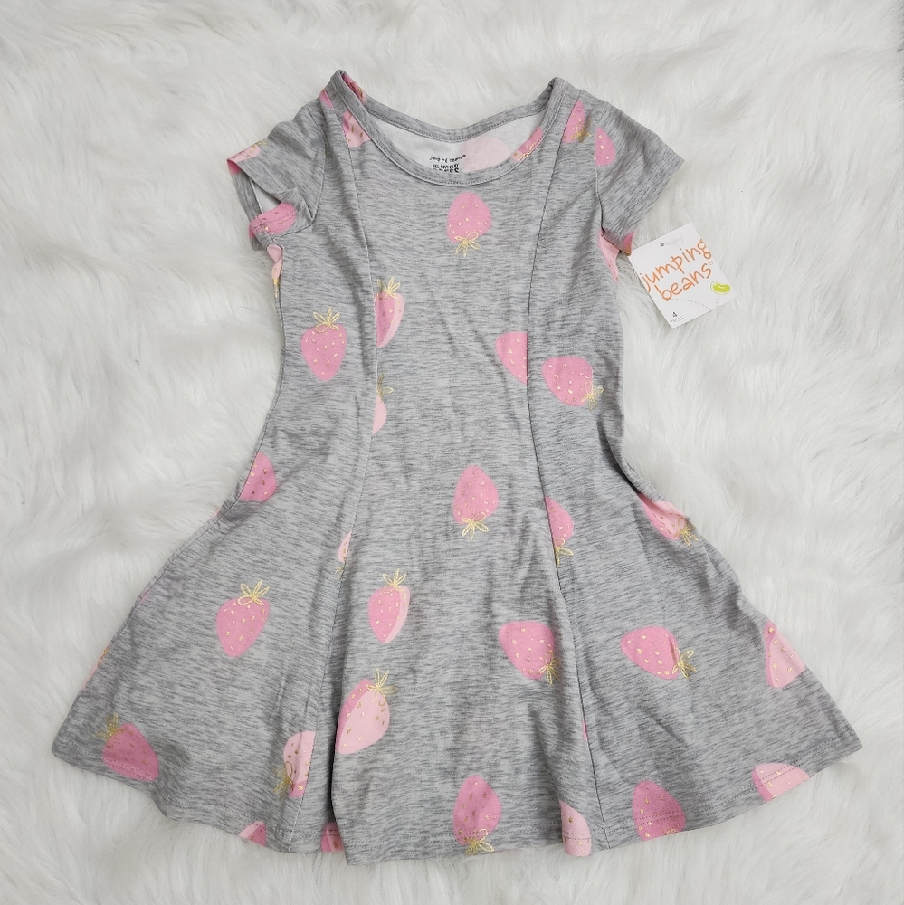 4T girls NWT strawberry gray dress bundle and save on shipping
